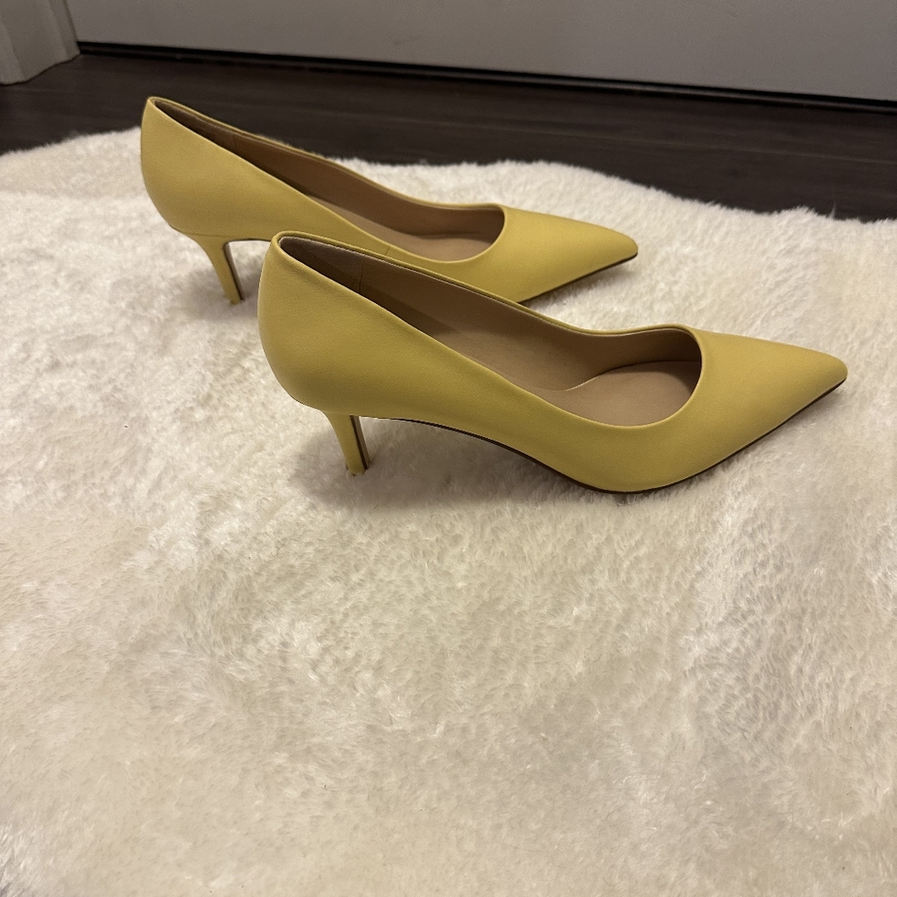 Franco Sarto Yellow Leather Pointed Toe Pumps  - Size 8